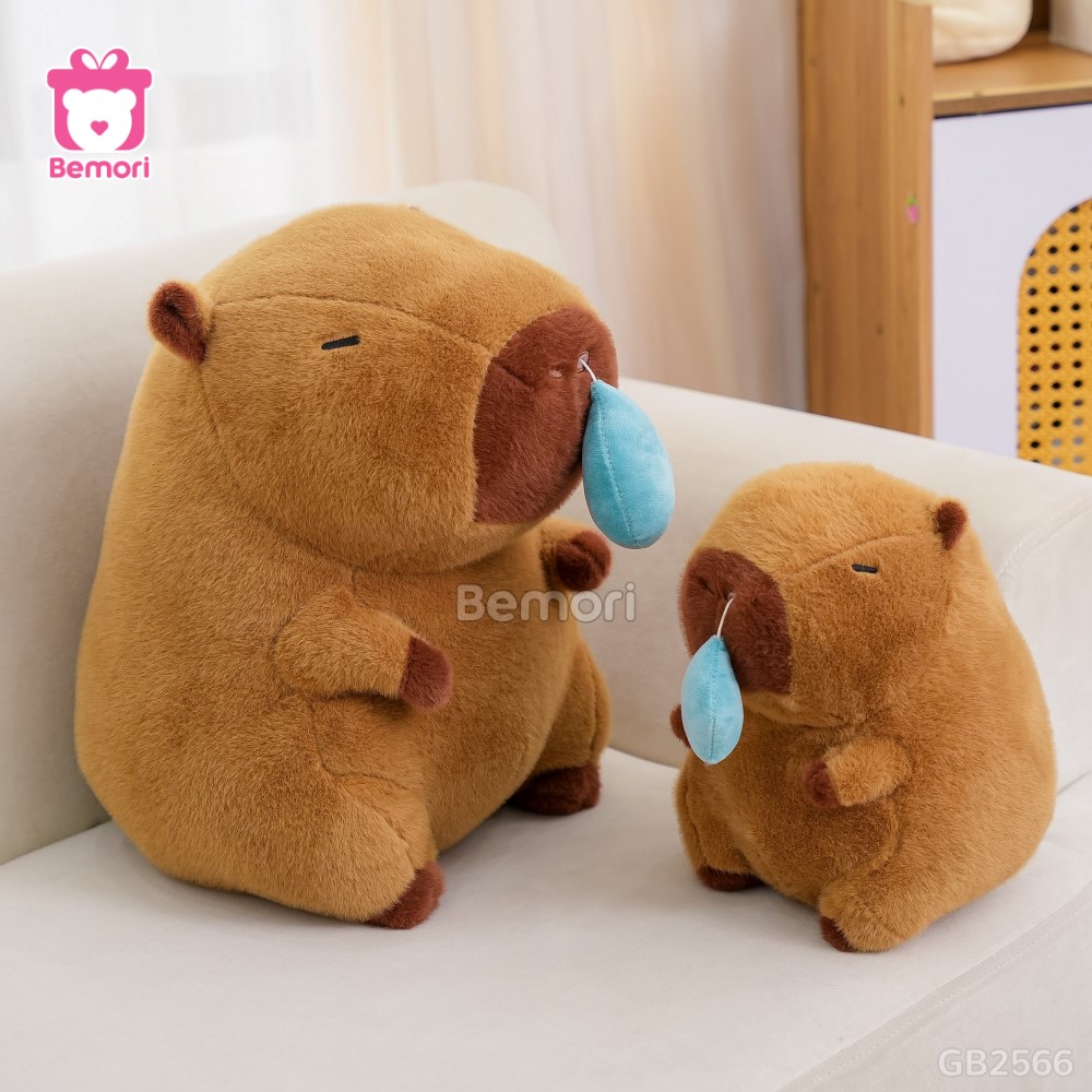 Gấu Bông Capybara Nước Mũi chất vải lông thú mềm mịn