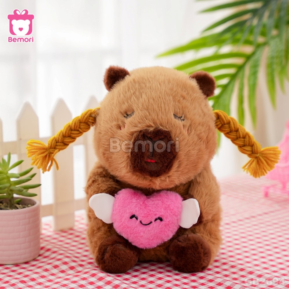 Gấu Bông Capybara Ôm Tim dễ thương