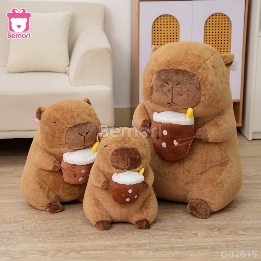 Gấu Bông Capybara Ôm Trà Sữa