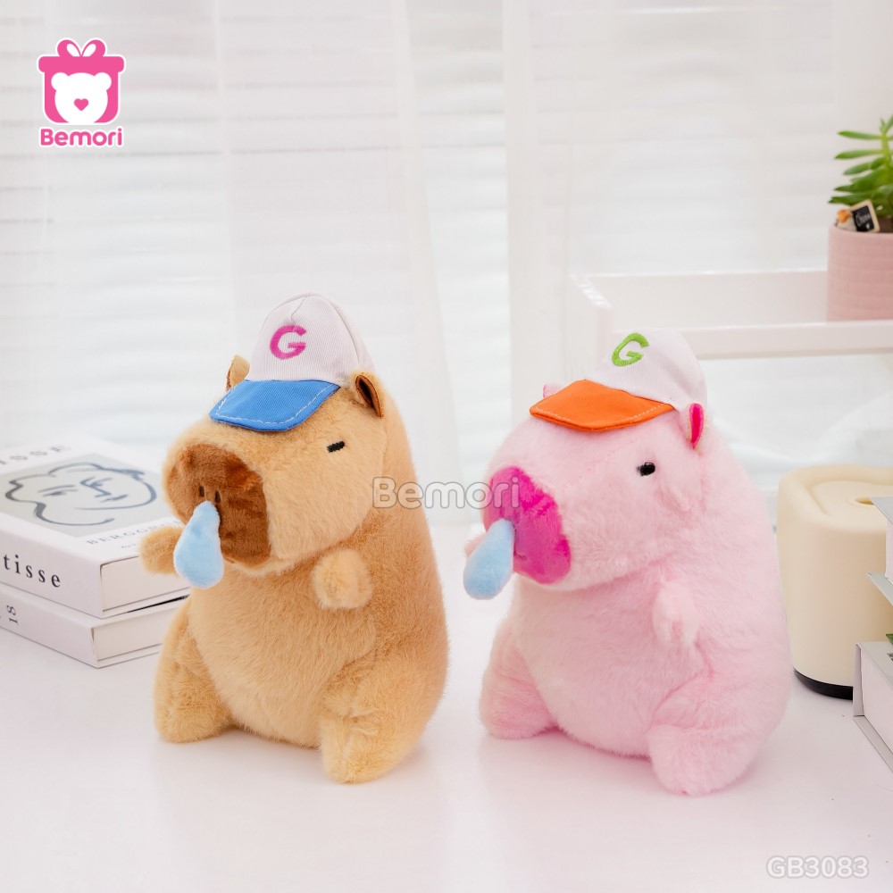 Gấu Bông Capybara Rút Nước Mũi Nhỏ hai màu xinh xắn