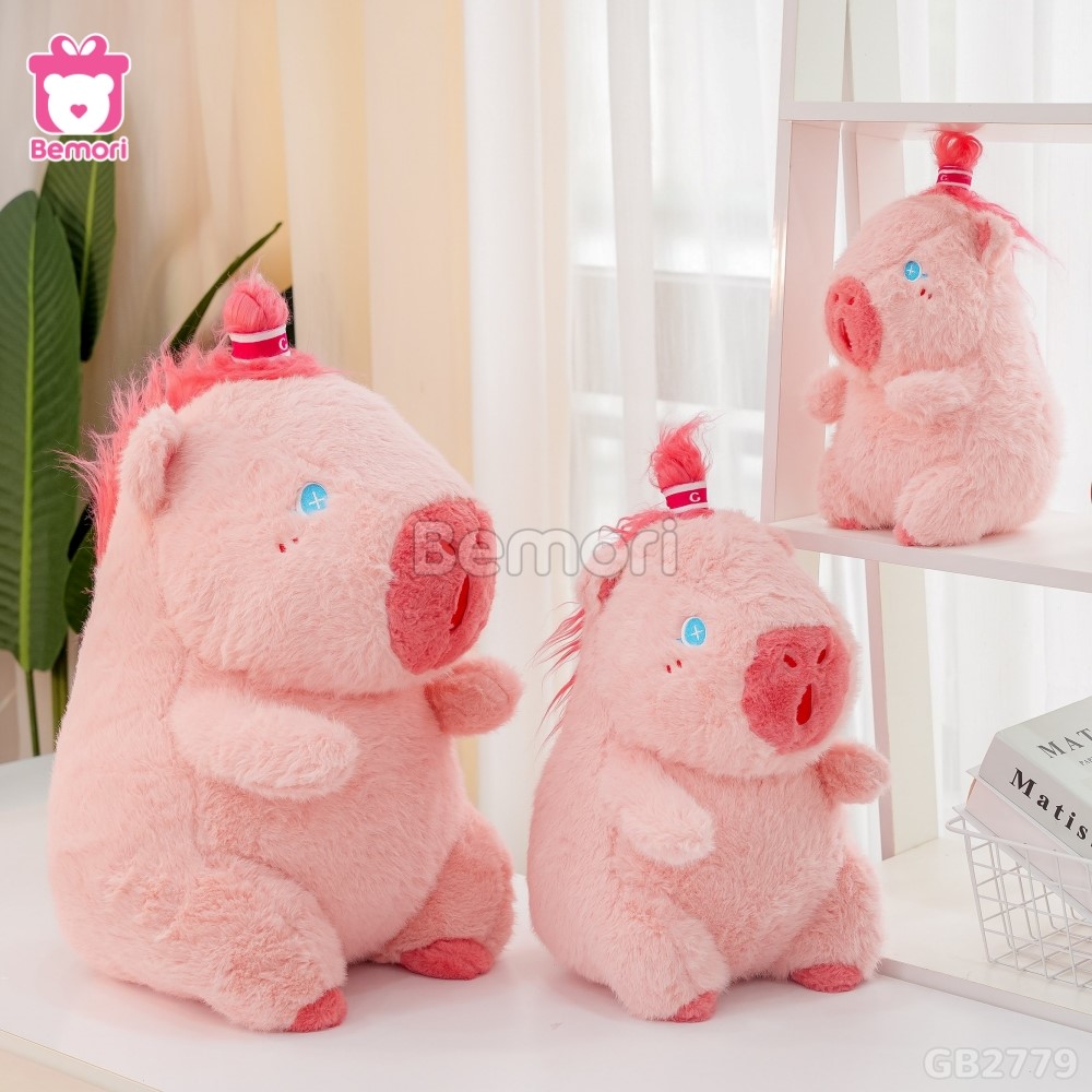 Gấu Bông Capybara Tóc Hồng thích hợp làm đồ trang trí