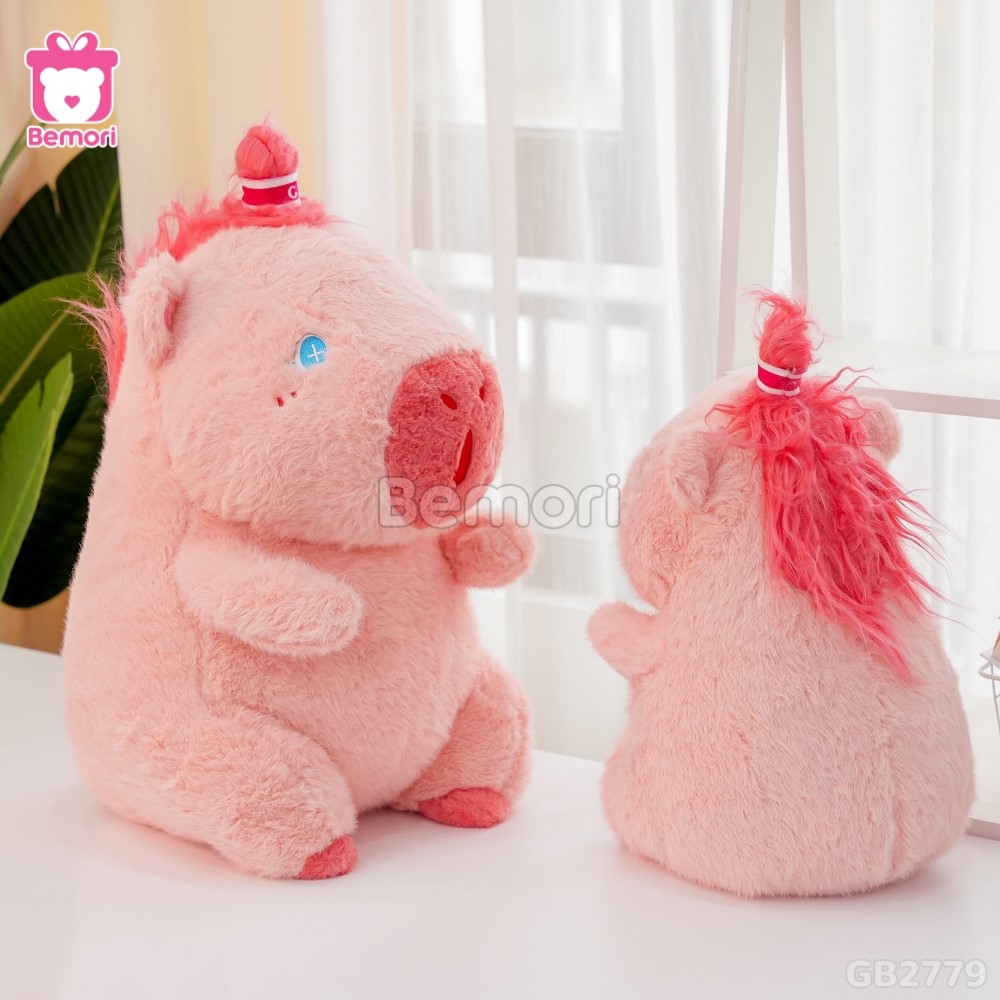 Gấu Bông Capybara Tóc Hồng nhồi bông êm ái