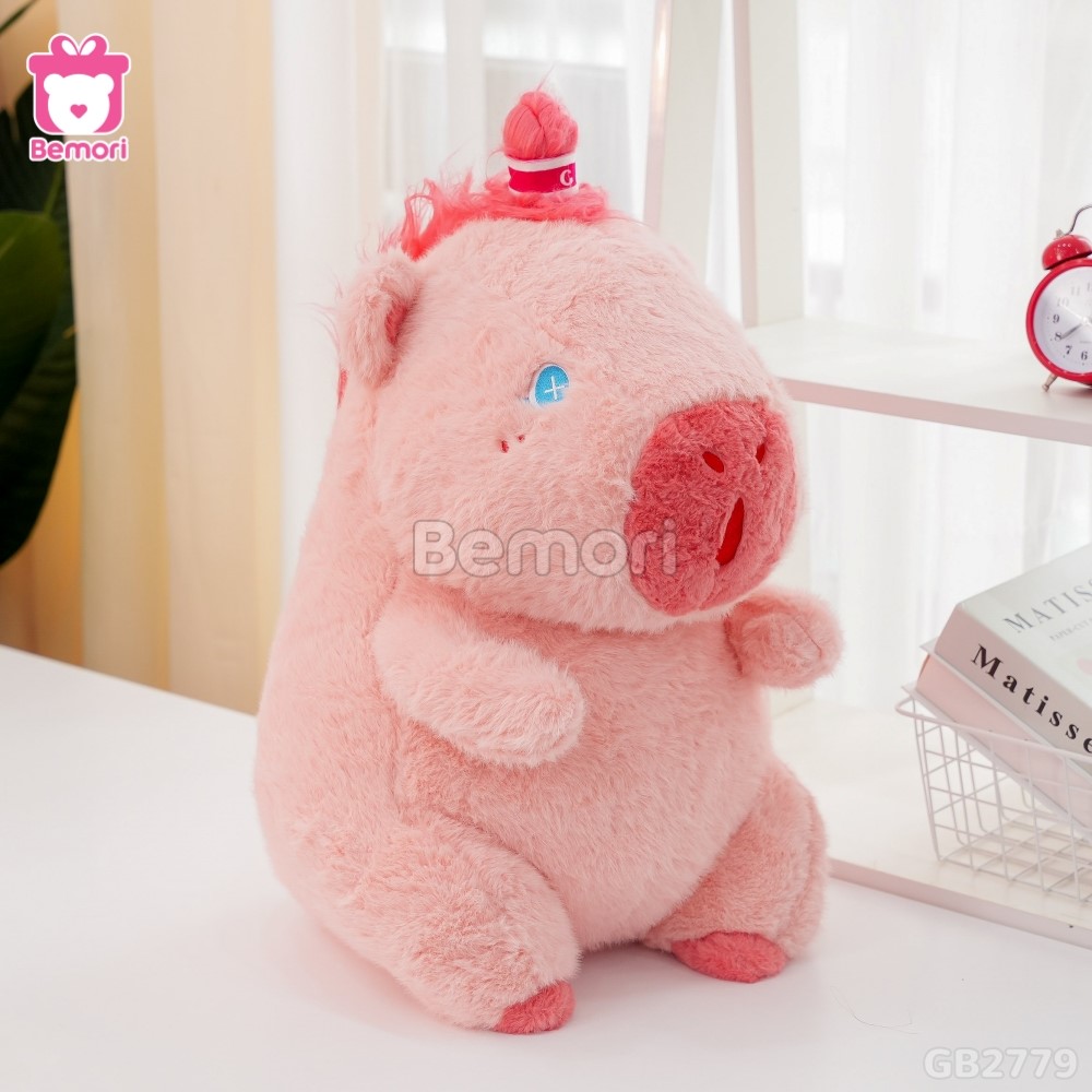 Gấu Bông Capybara Tóc Hồng ngộ nghĩnh