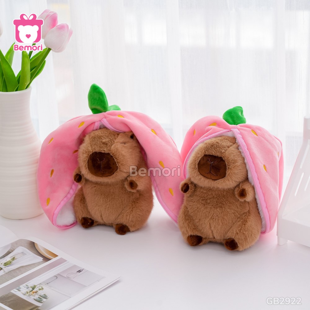 Gấu Bông Capybara Trái Cây 2in1 – Quả Dâu