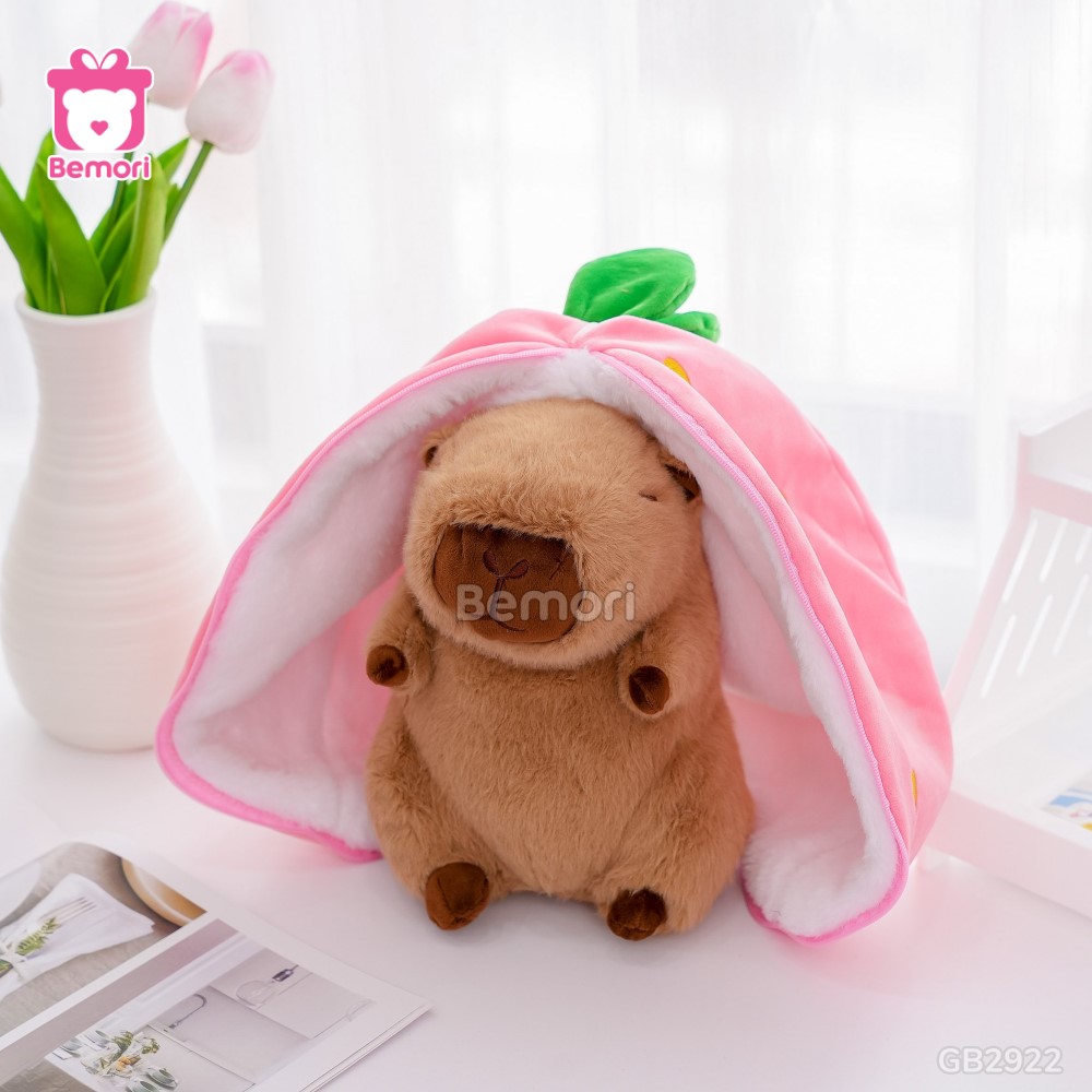 Gấu Bông Capybara Trái Cây 2in1 – Quả Dâu