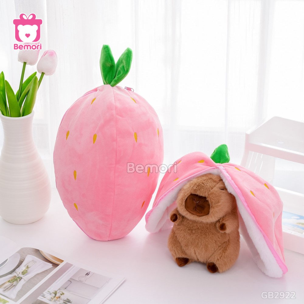 Gấu Bông Capybara Trái Cây 2in1 – Quả Dâu