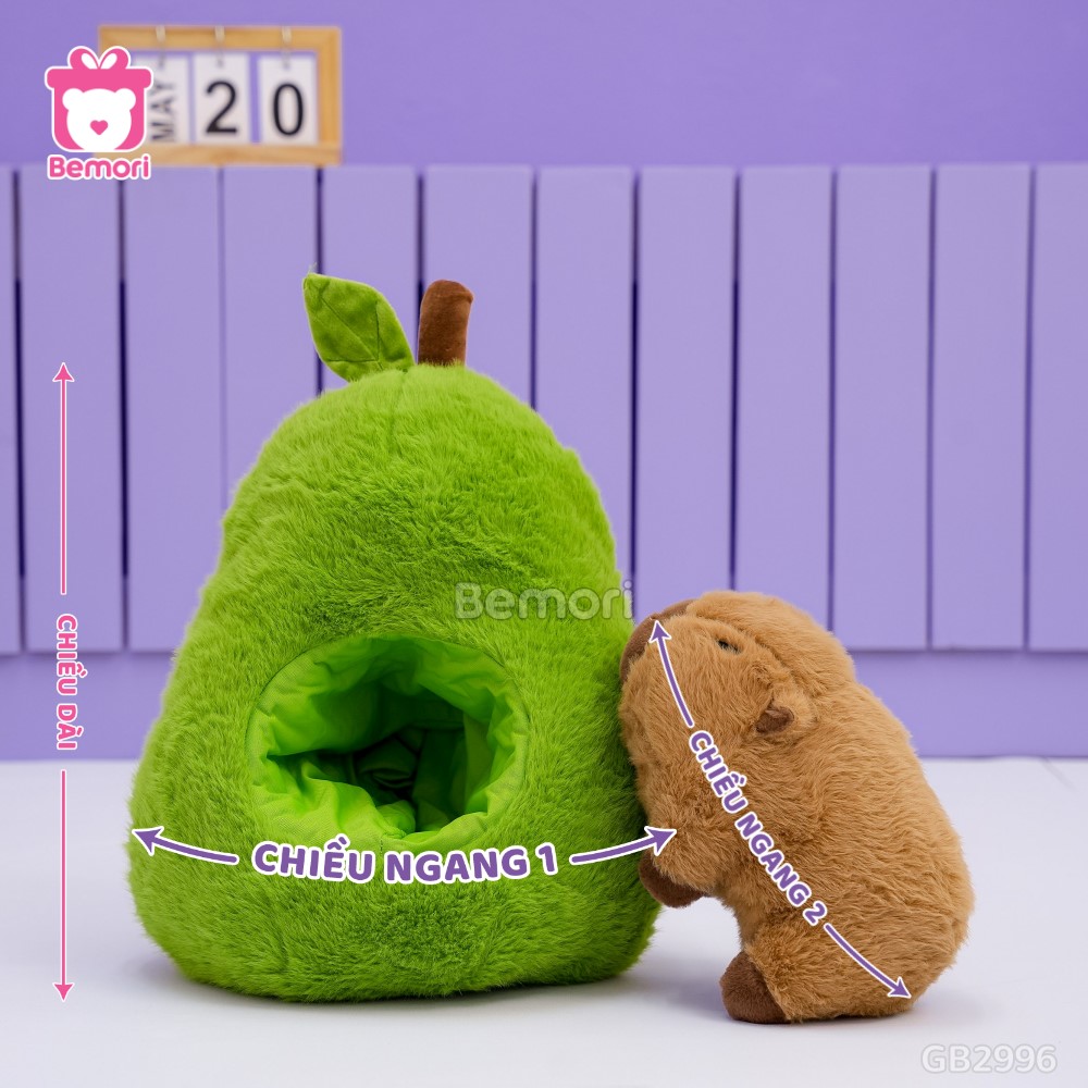 Cách đo kích thước của Quả Bơ 2 in 1 Gấu Bông Capybara