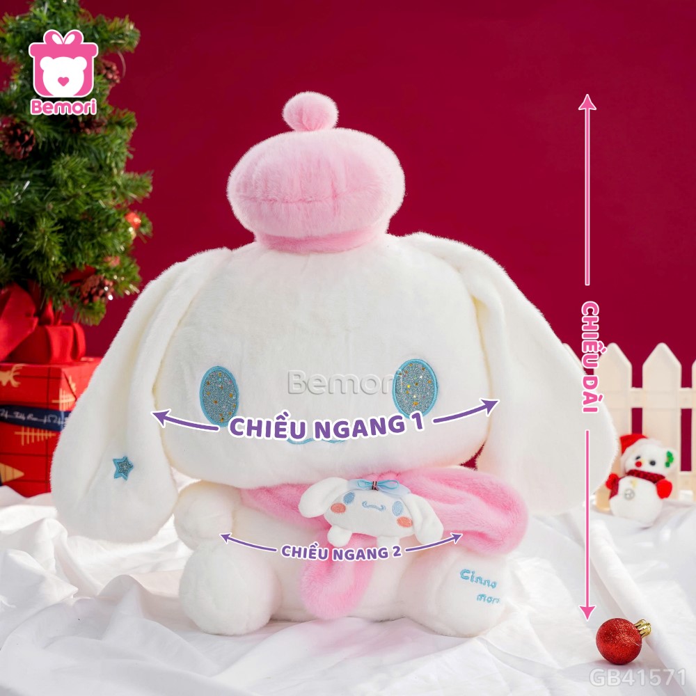 Cách đo kích thước của Thỏ Bông Cinnamoroll Đội Mũ Quàng Khăn