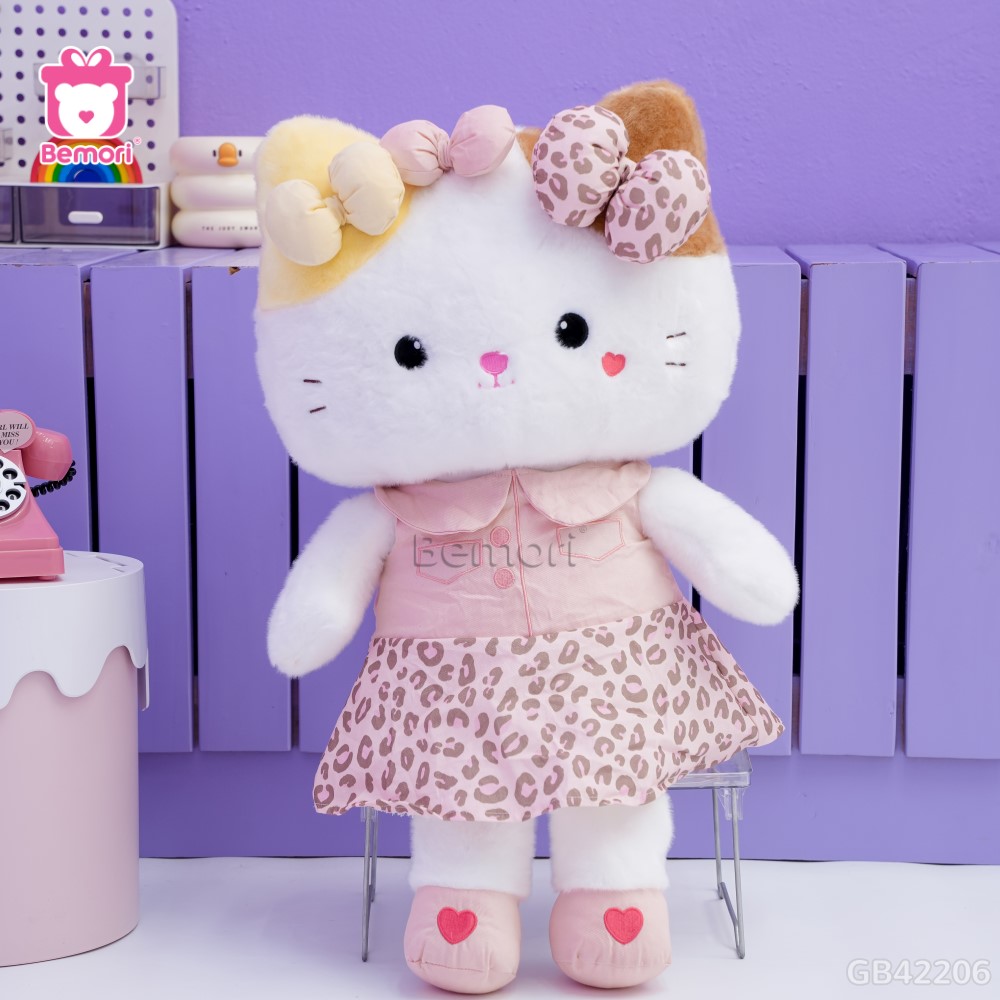 Gấu Bông Kitty Tiểu Kim Váy Da Beo