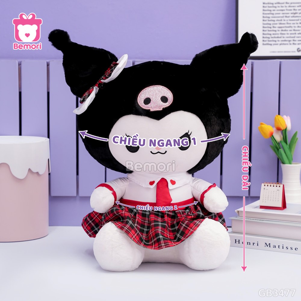 Gấu Bông Kuromi Váy Kẻ