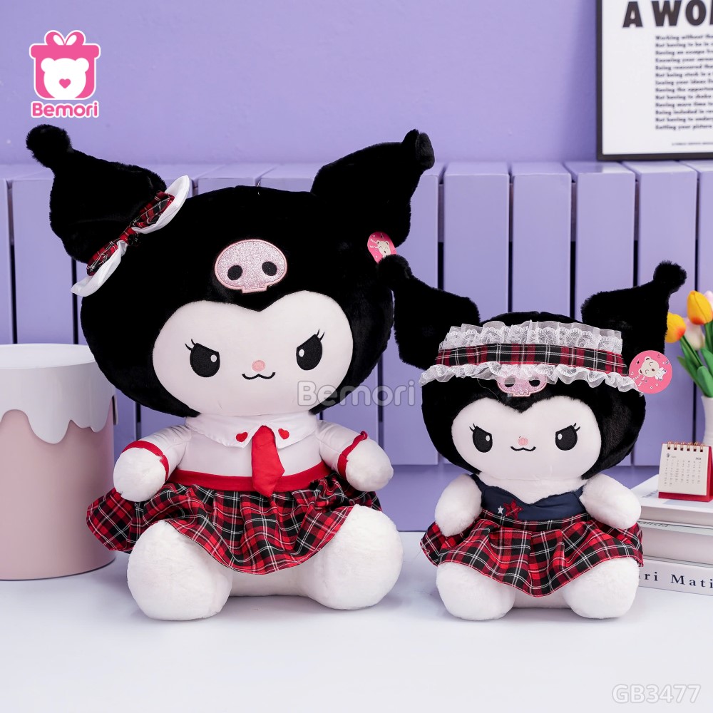 Gấu Bông Kuromi Váy Kẻ