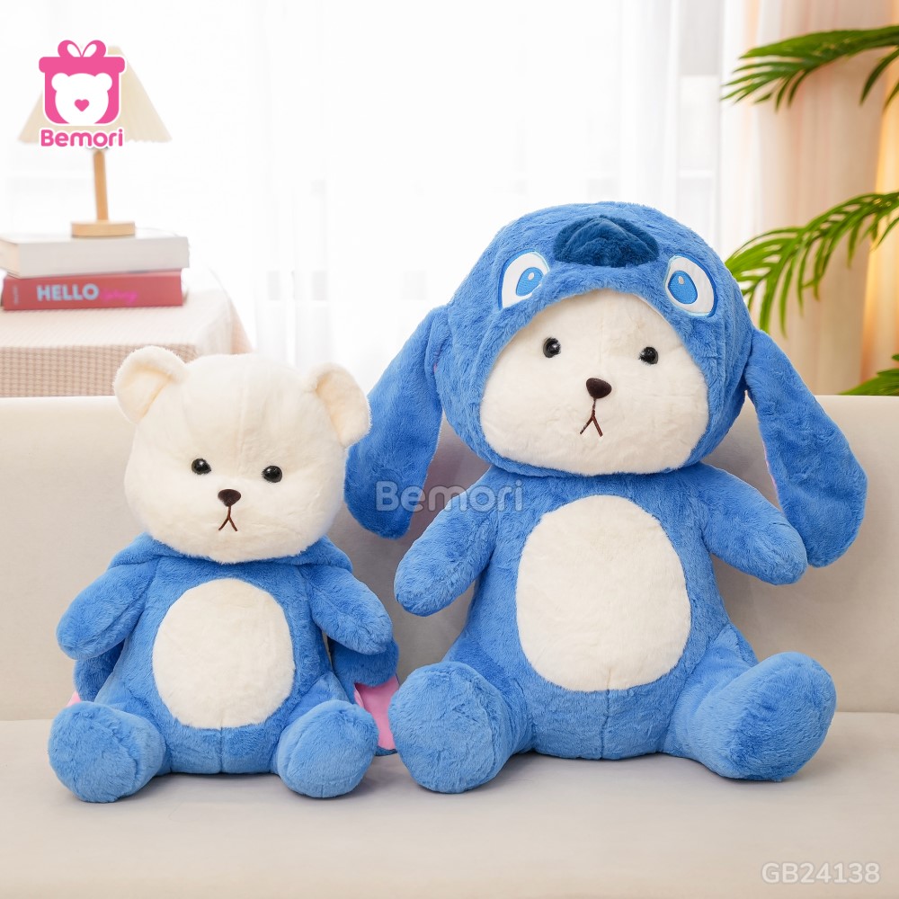 Gấu Bông Lena Cosplay Stitch Xanh có thể cởi mũ