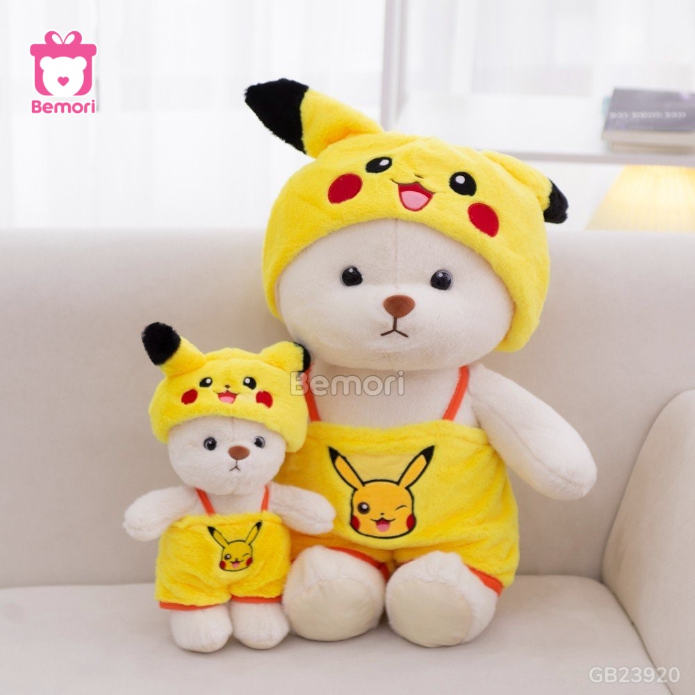 Gấu Bông Lena Mũ Yếm Pikachu