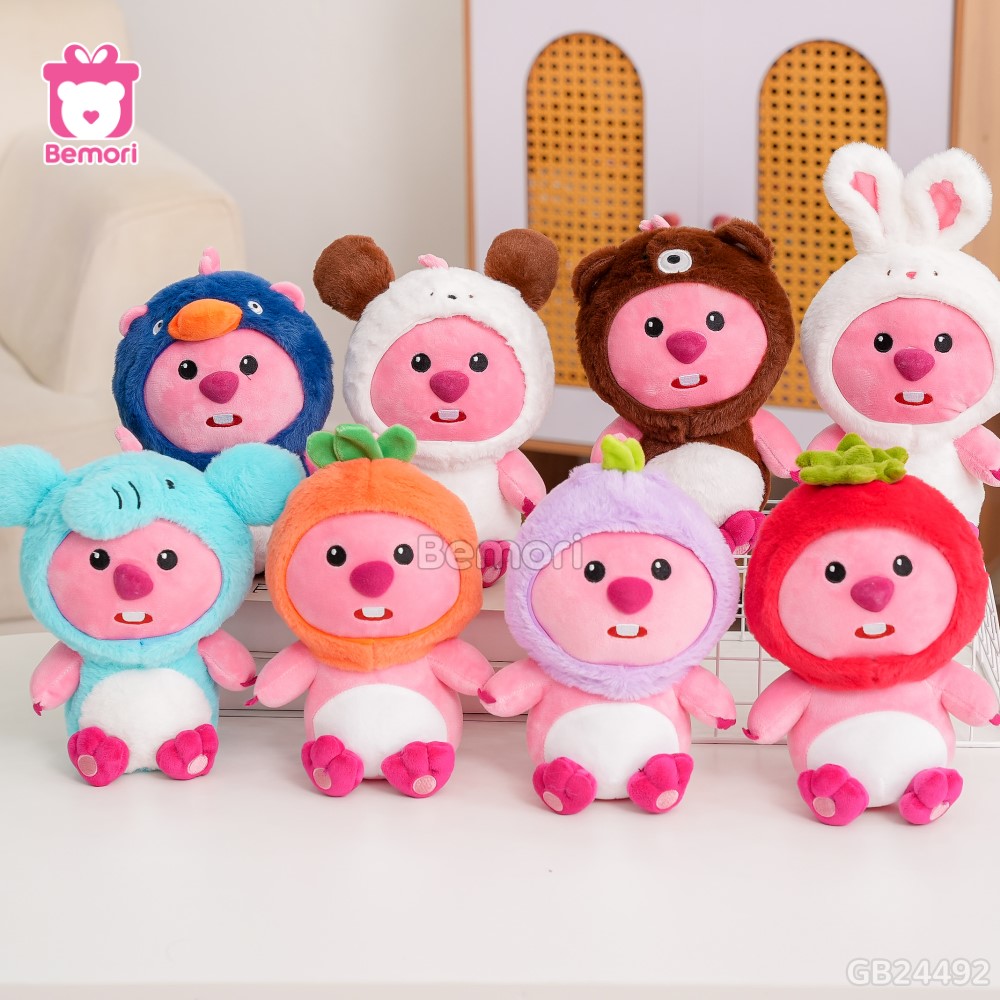 Bộ 8 Gấu Bông Thú Quả Hải Ly Loopy