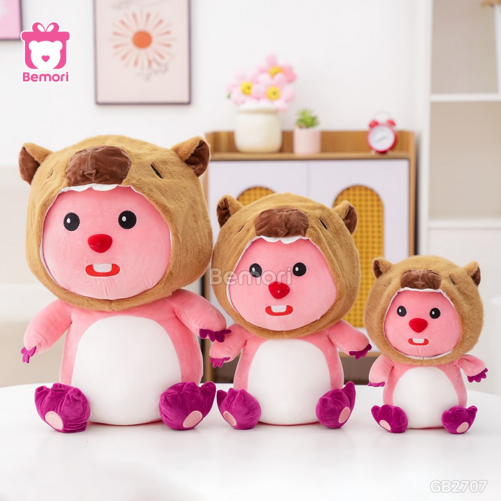 Gấu Bông Loopy Cosplay Đội Mũ Capybara đa dạng kích thước