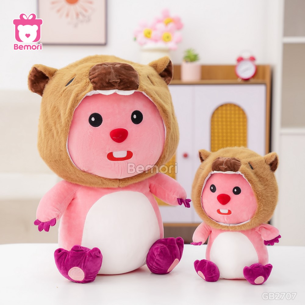 Gấu Bông Loopy Cosplay Đội Mũ Capybara mềm mại, êm mịn