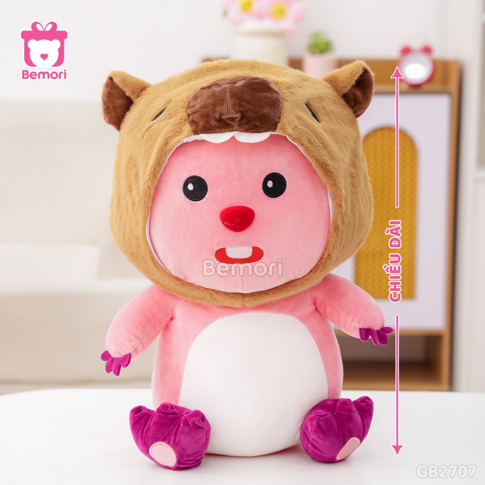 Cách đo kích thước của Gấu Bông Loopy Cosplay Đội Mũ Capybara