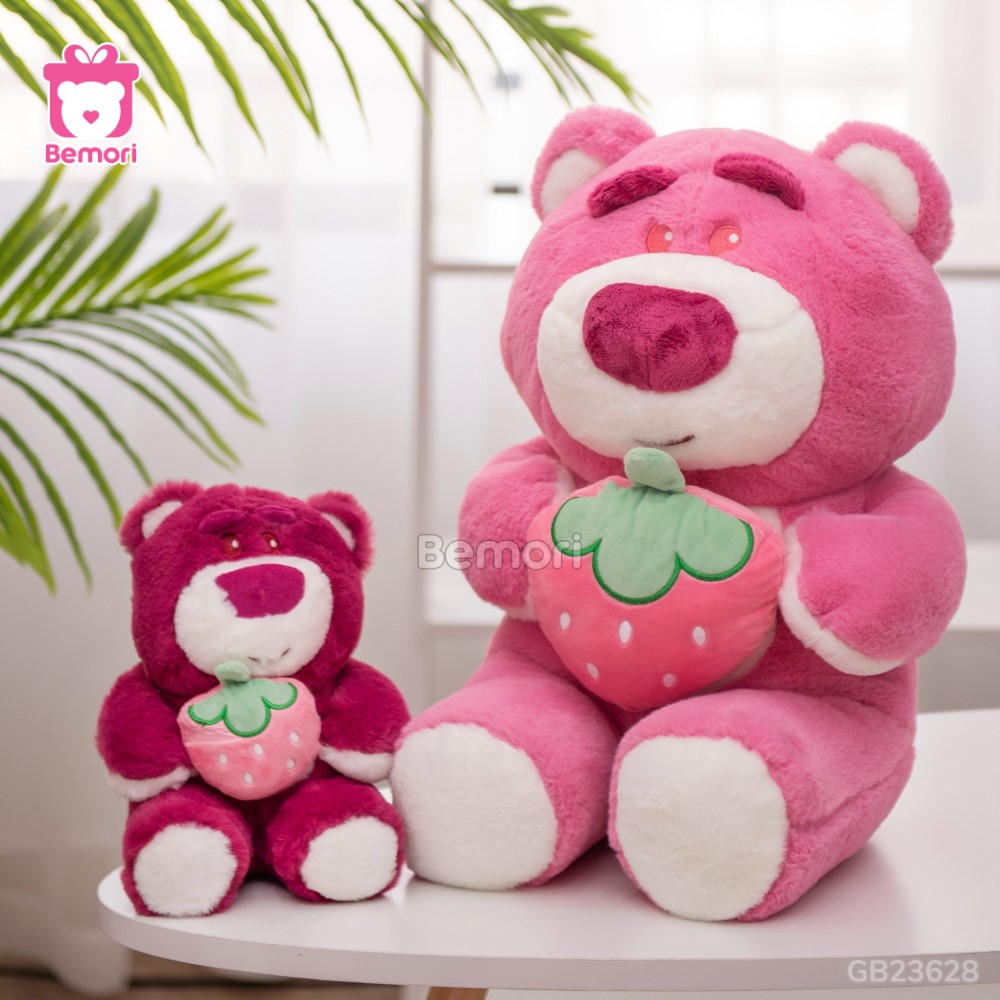 Bộ đôi Gấu Bông Lotso Baby Ôm Dâu Hồng Đậm, Hồng Nhạt màu sắc dễ thương