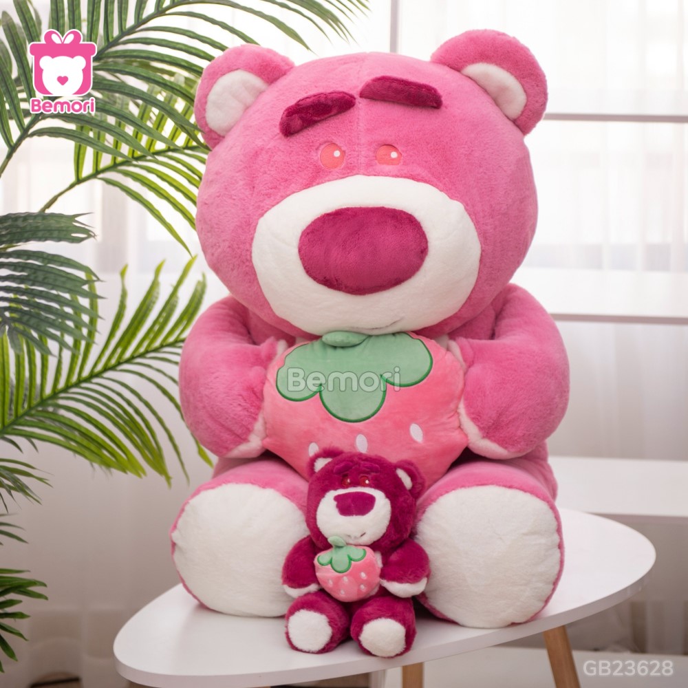 Gấu Bông Lotso Baby Ôm Dâu Hồng Đậm làm gấu ôm êm ái