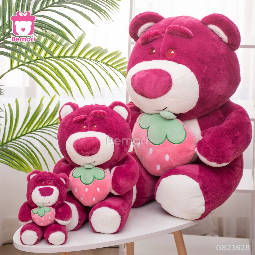 Gấu Bông Lotso Baby Ôm Dâu Hồng Đậm làm gấu ôm êm ái