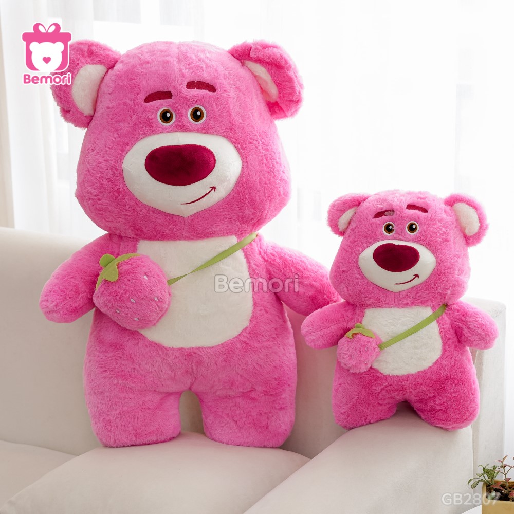 Gấu Bông Lotso Đứng Đeo Túi Dâu lông thú mềm mịn