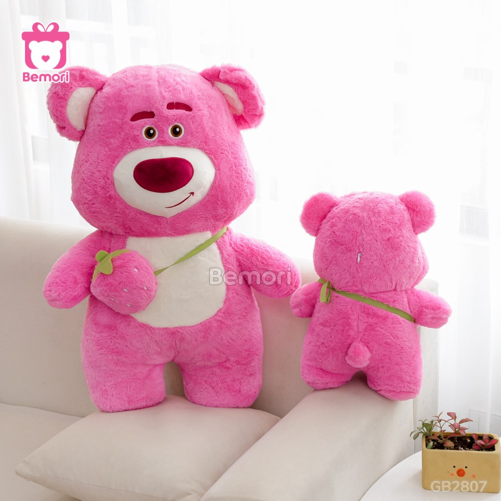 Gấu Bông Lotso Đứng Đeo Túi Dâu nhồi bông êm ái, ôm cực thích