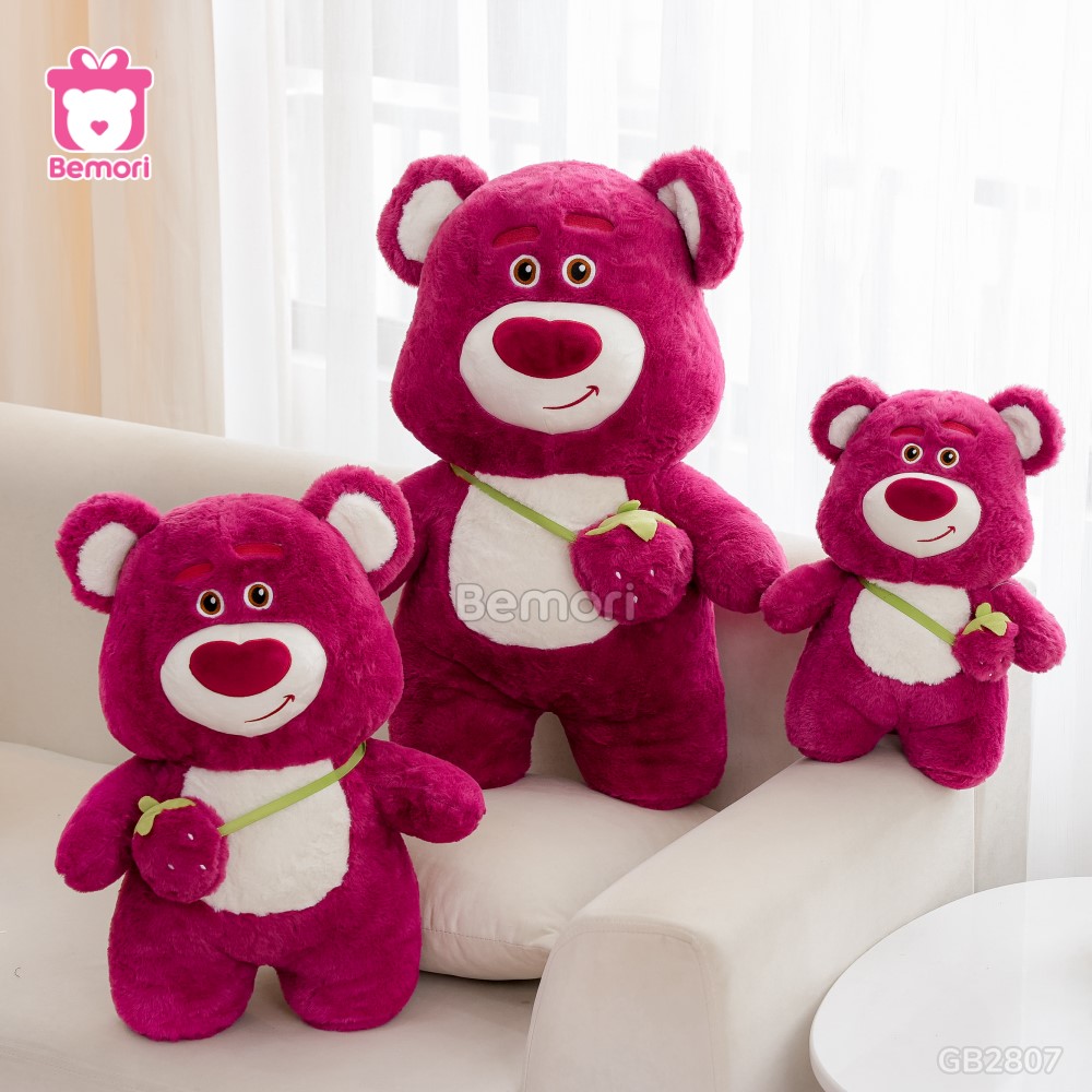 Gấu Bông Lotso Đứng Đeo Túi Dâu Hồng Đậm xinh xắn