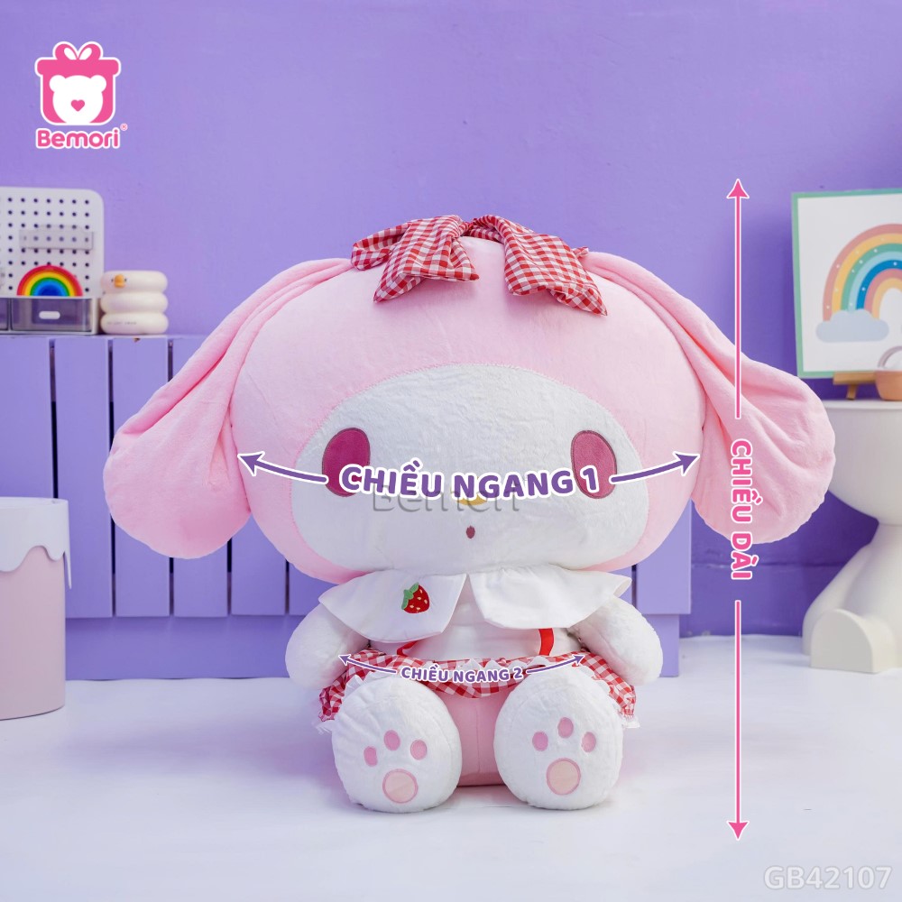 Cách đo kích thước của Gấu Bông Melody Váy Kẻ Dâu