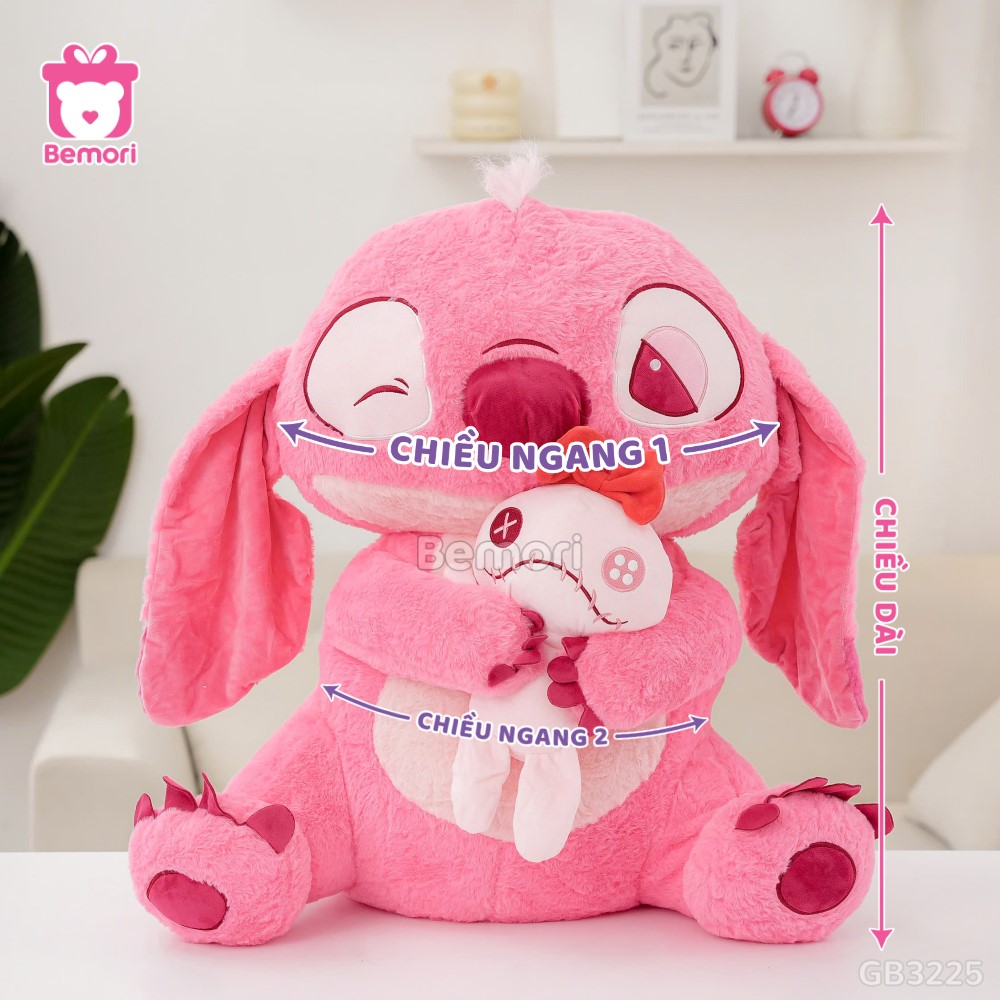 Cách đo kích thước của Gấu bông Stitch Hồng Ôm Quái Vật Scrump