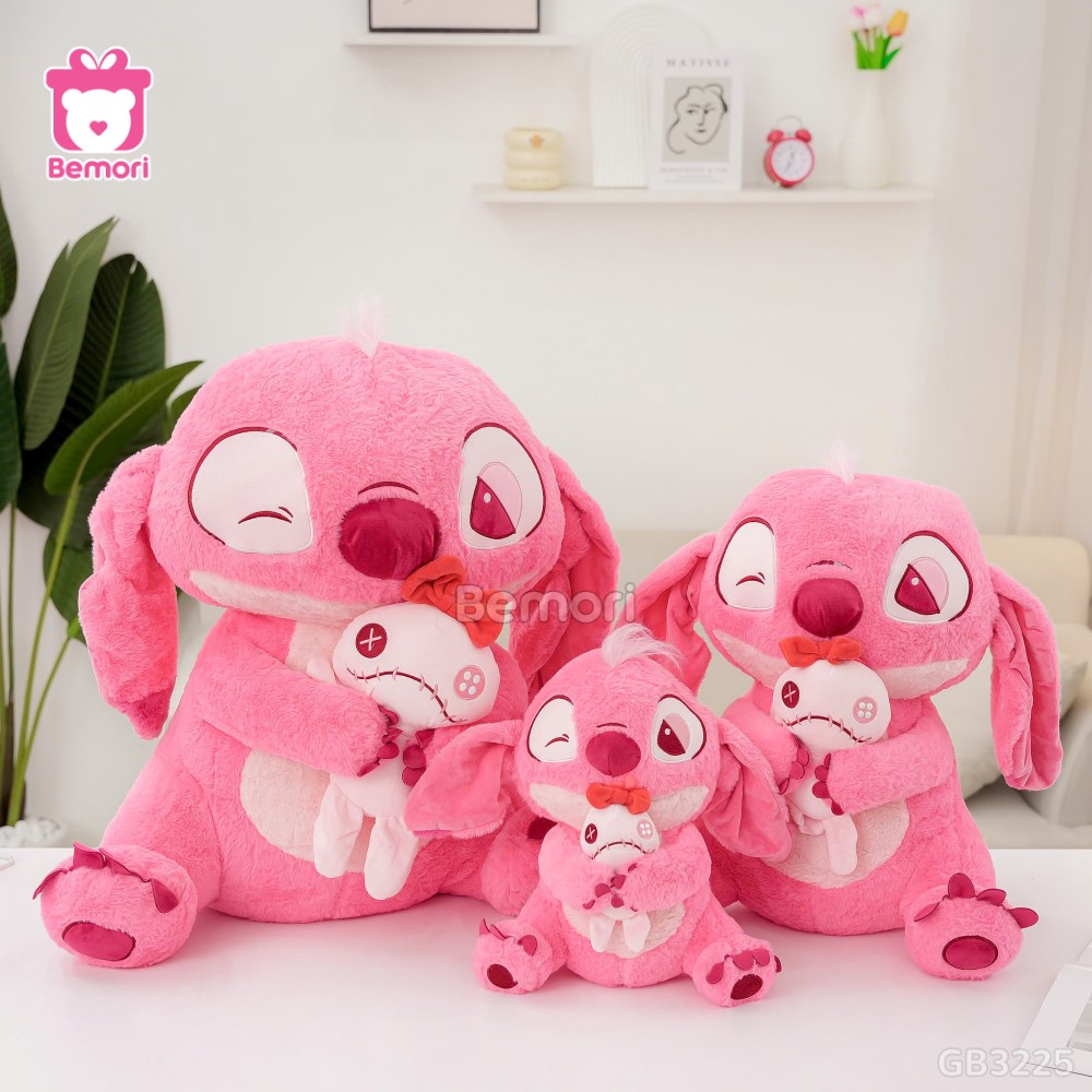 Gấu bông Stitch Hồng Ôm Quái Vật Scrump có nhiều kích thước để lựa chọn