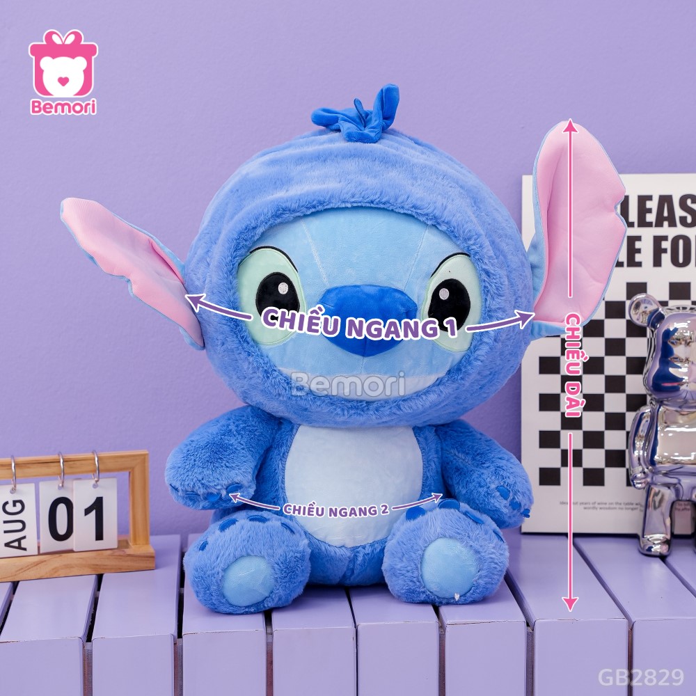 Cách đo kích thước của Gấu Bông Stitch Xanh Ngồi