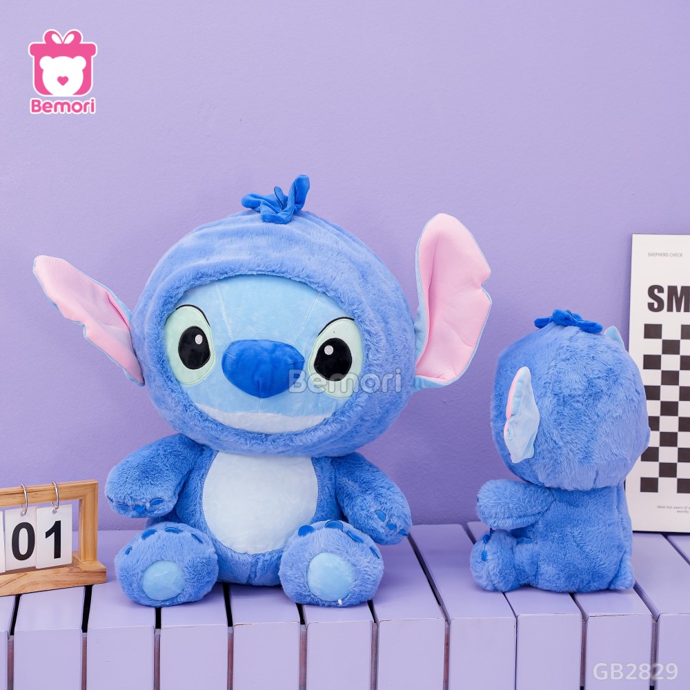 Gấu Bông Stitch Xanh Ngồi mềm mịn, êm ái