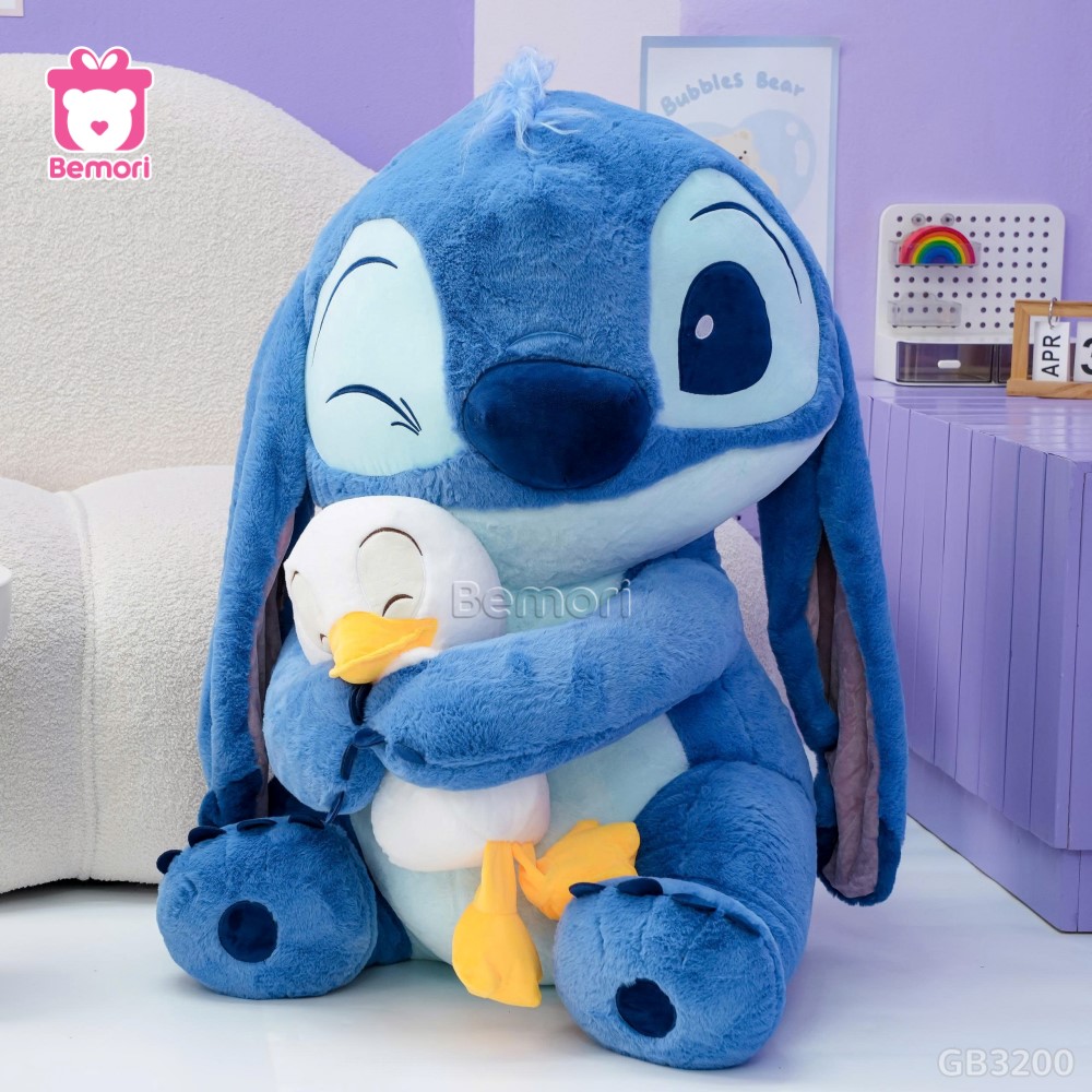 Gấu Bông Stitch Xanh Ôm Vịt