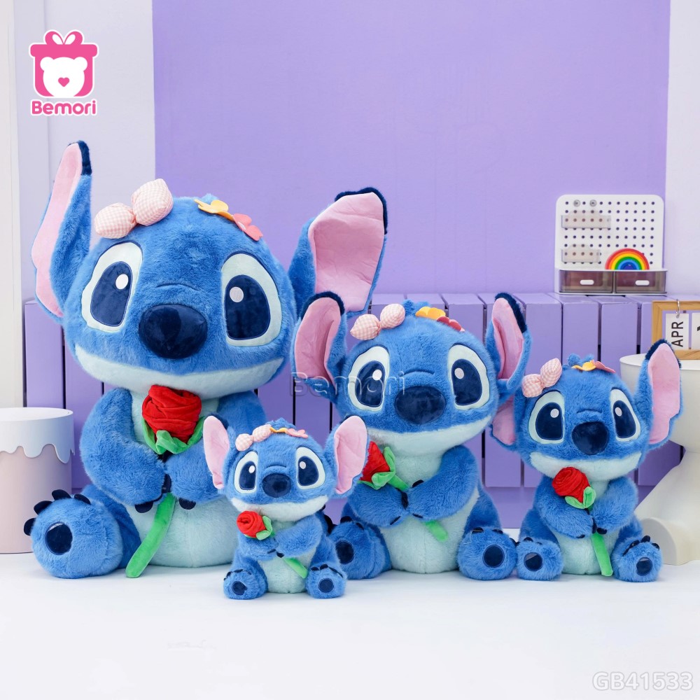 Gấu Bông Stitch Cầm Hoa