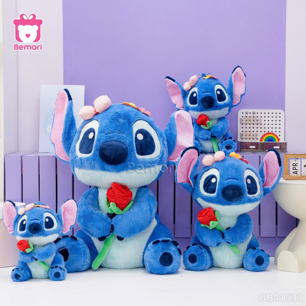 Gấu Bông Stitch Cầm Hoa