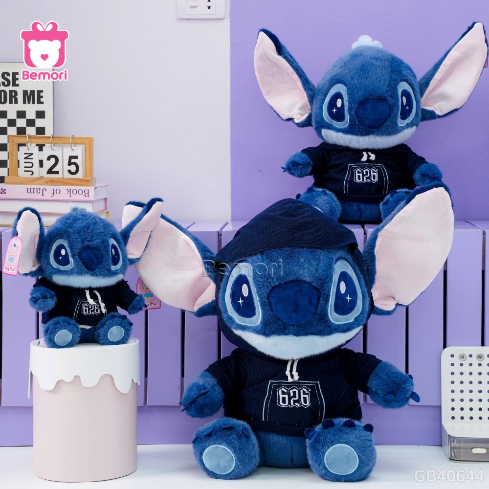 Gấu Bông Stitch Mặc Áo Nỉ Xanh Đậm