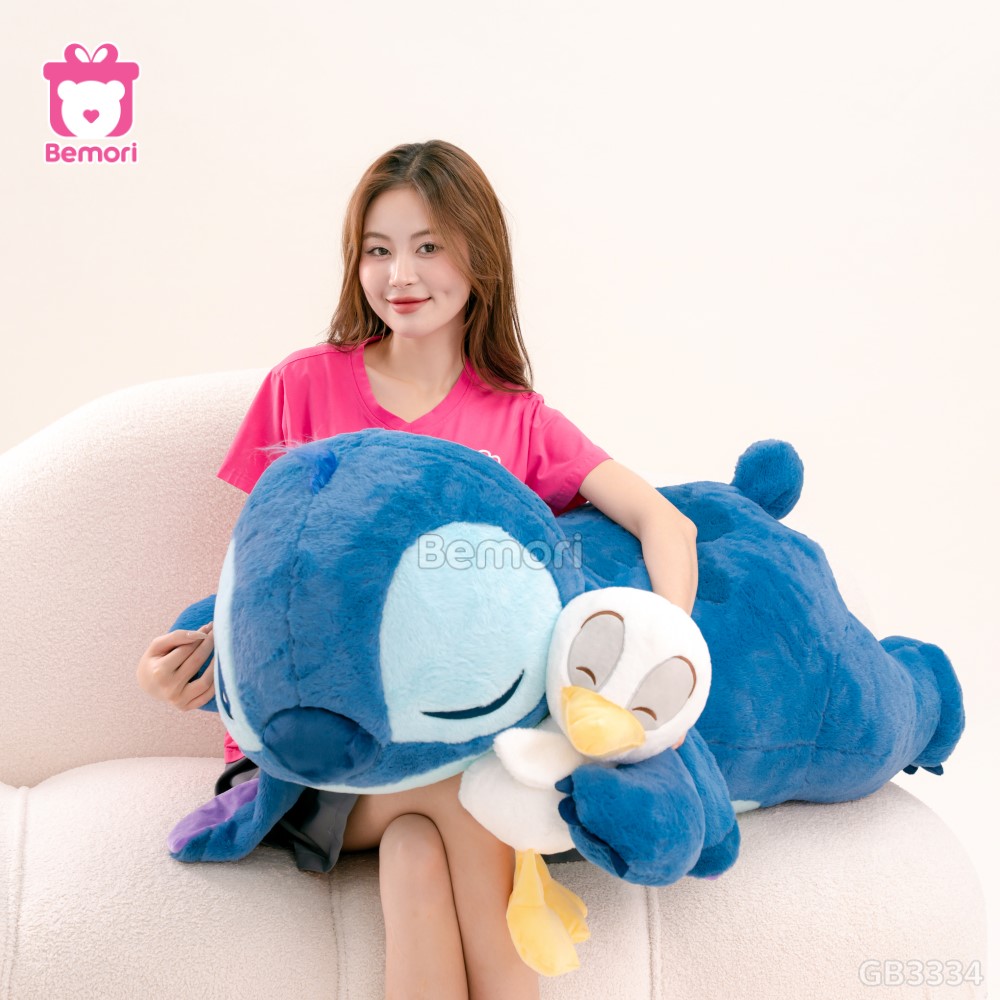 Gấu Bông Stitch Nằm Ôm Vịt (Big Size)