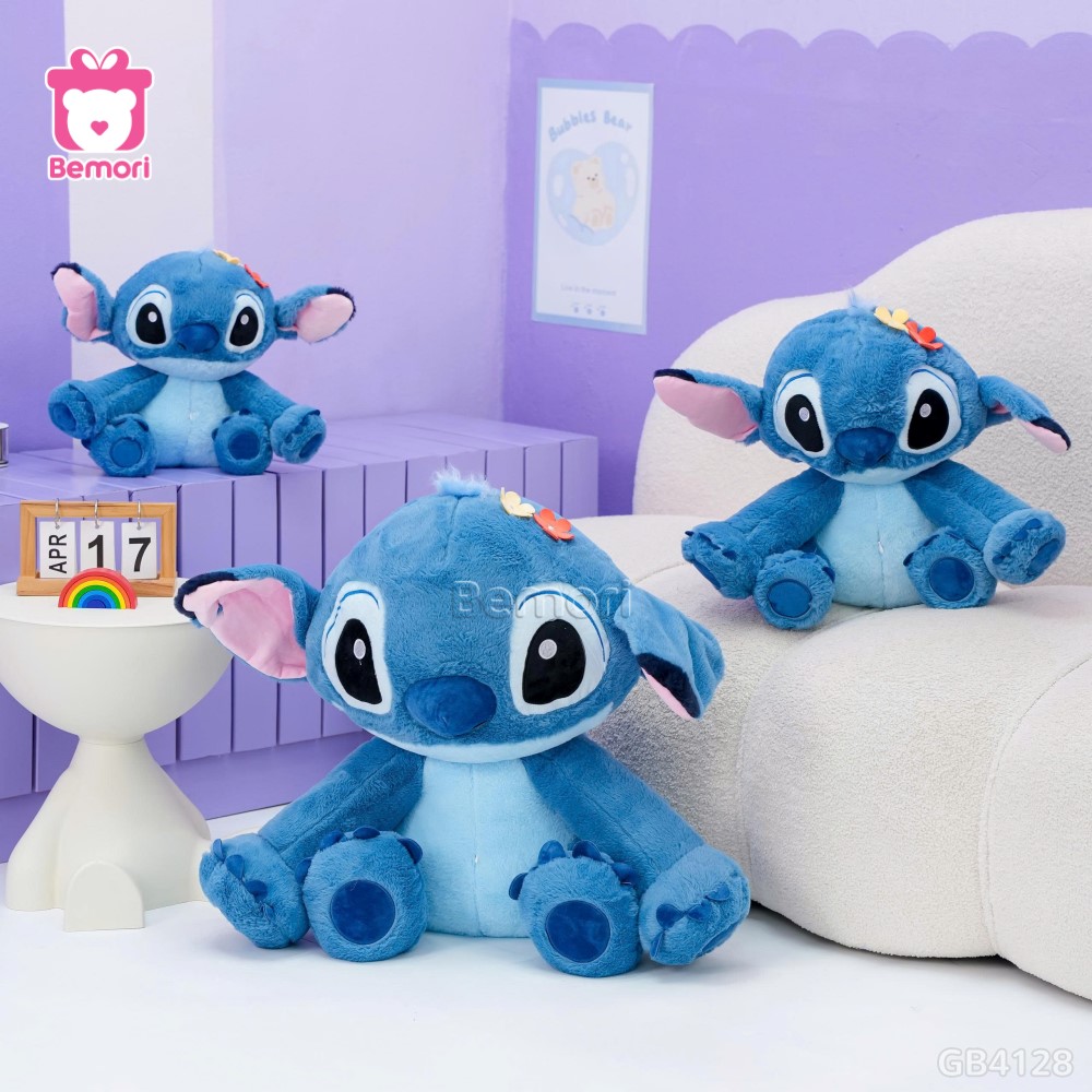 Gấu Bông Stitch Ngồi Đội Hoa
