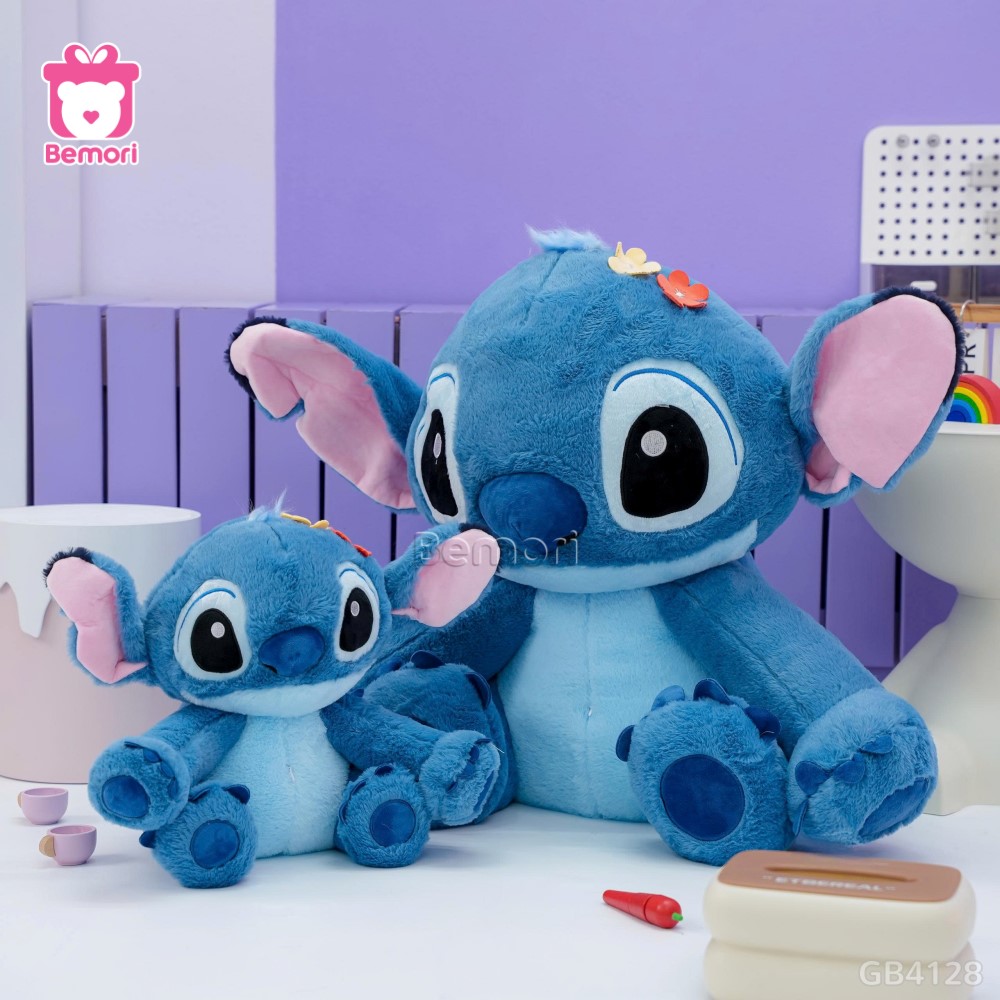 Gấu Bông Stitch Ngồi Đội Hoa