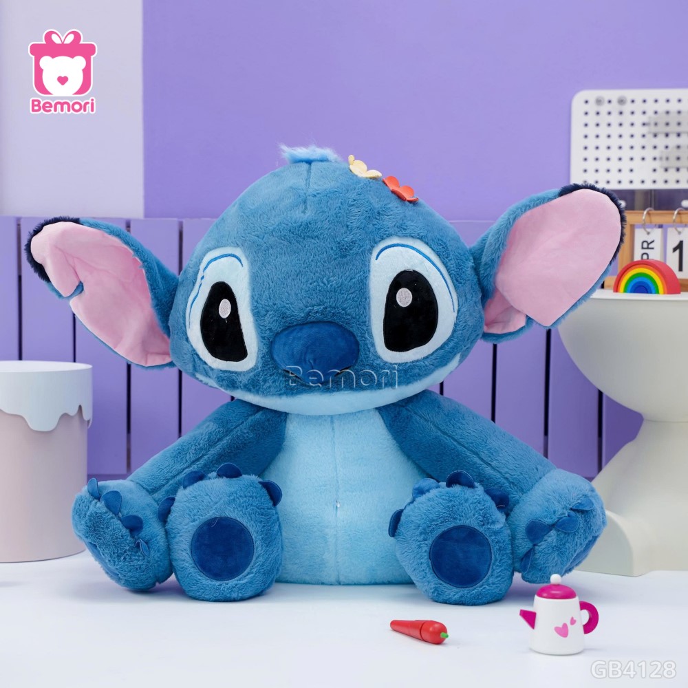 Gấu Bông Stitch Ngồi Đội Hoa