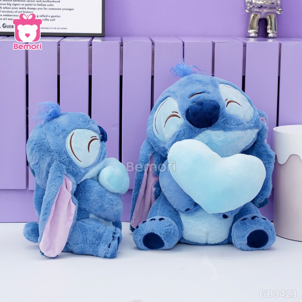 Gấu Bông Stitch Ôm Tim – Chất liệu vải lông mềm mịn