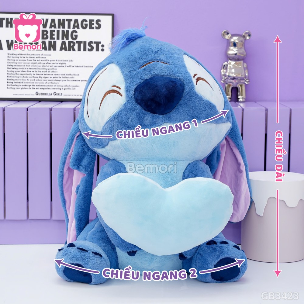 Cách đo kích thước của Gấu Bông Stitch Ôm Tim