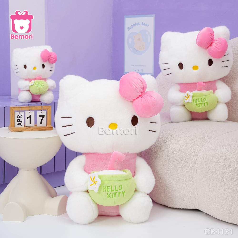 Gấu Bông Hello Kitty Ôm Dừa
