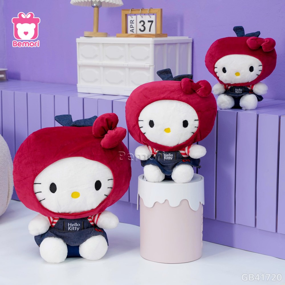 Gấu Bông Hello Kitty Đội Mũ Táo