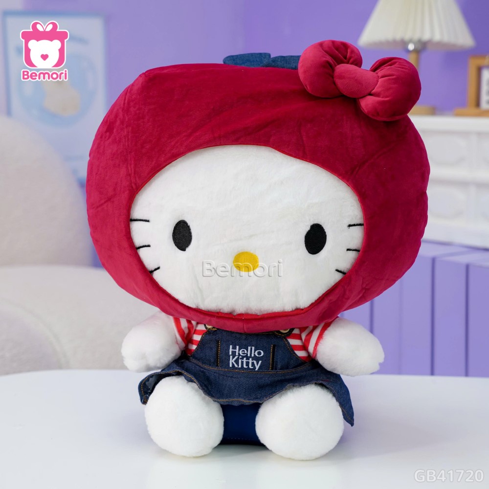 Gấu Bông Hello Kitty Đội Mũ Táo
