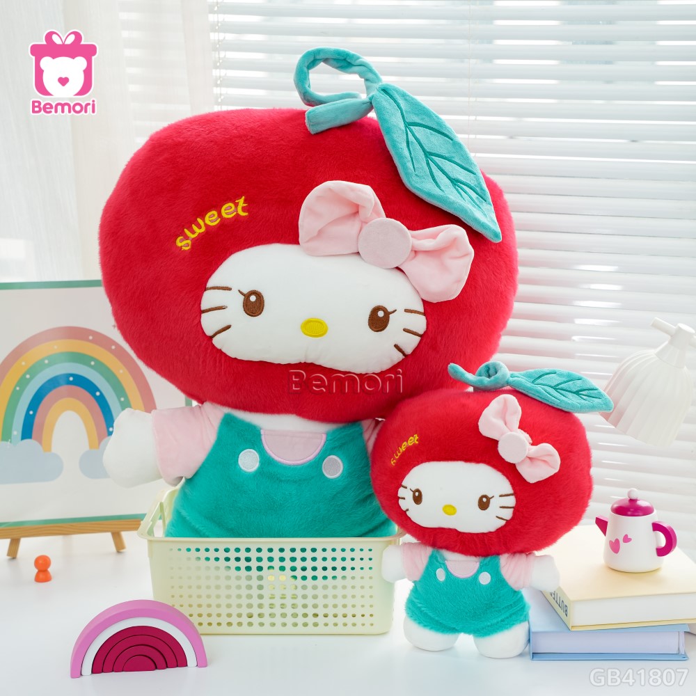 Gấu Bông Hello Kitty Đội Mũ Cherry