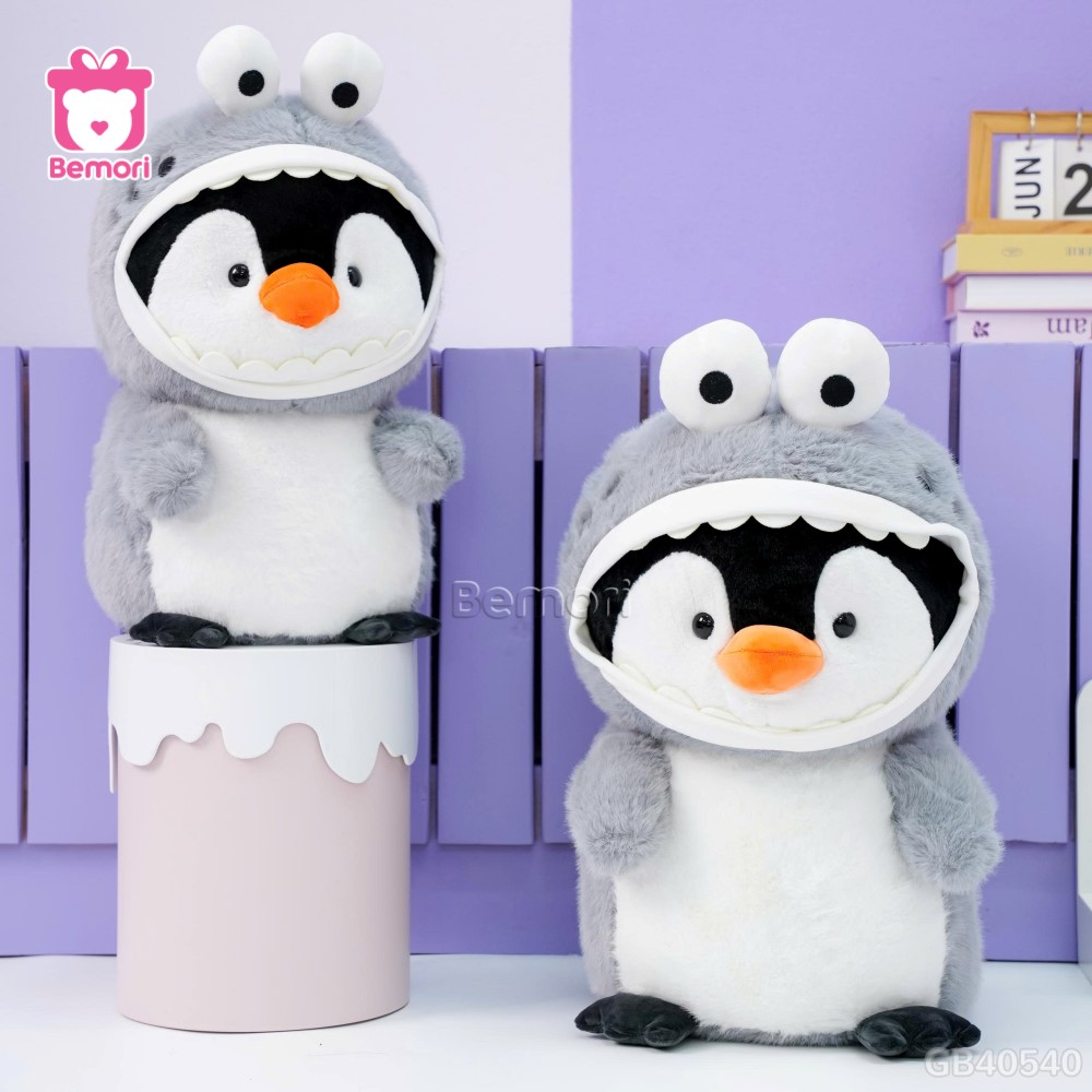 Cánh Cụt Bông Cosplay Cá Mập - Xám