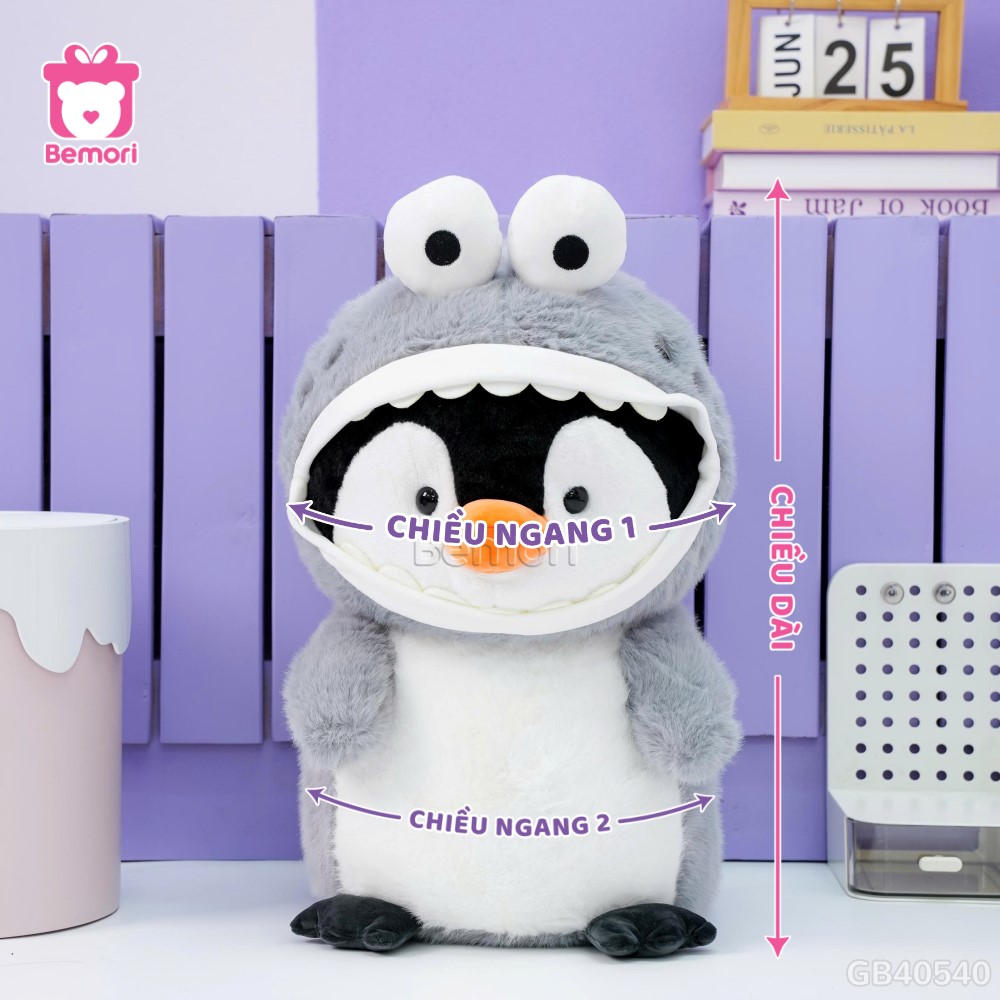 Cách đo kích thước của Cánh Cụt Bông Cosplay Cá Mập