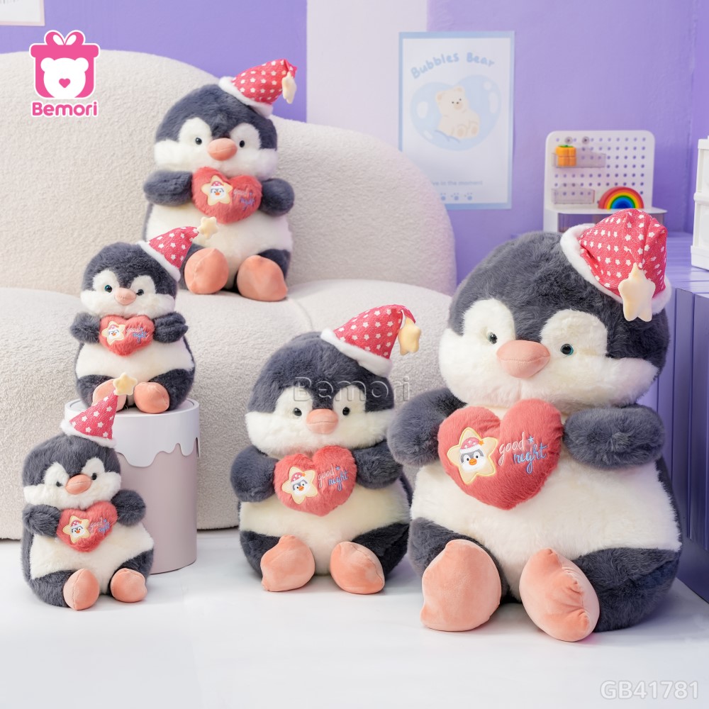 Cánh Cụt Bông Đội Mũ Ôm Tim