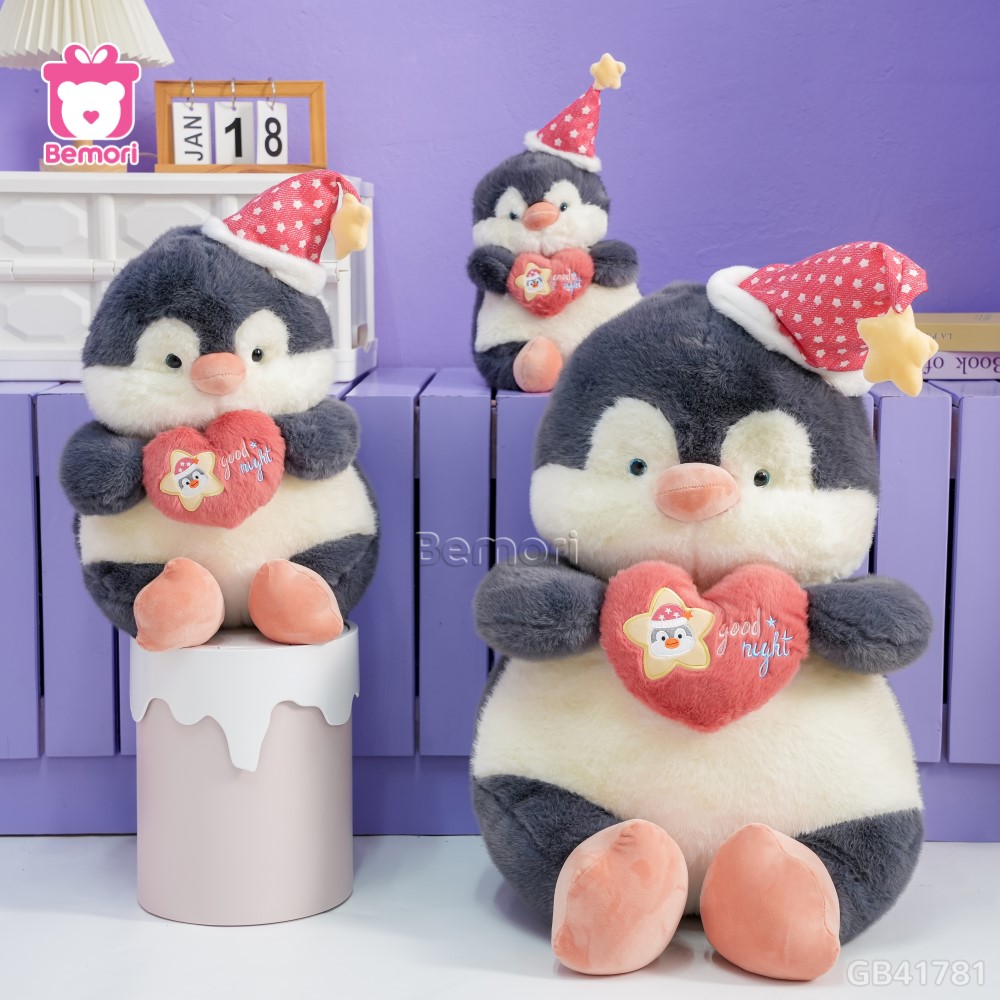 Cánh Cụt Bông Đội Mũ Ôm Tim